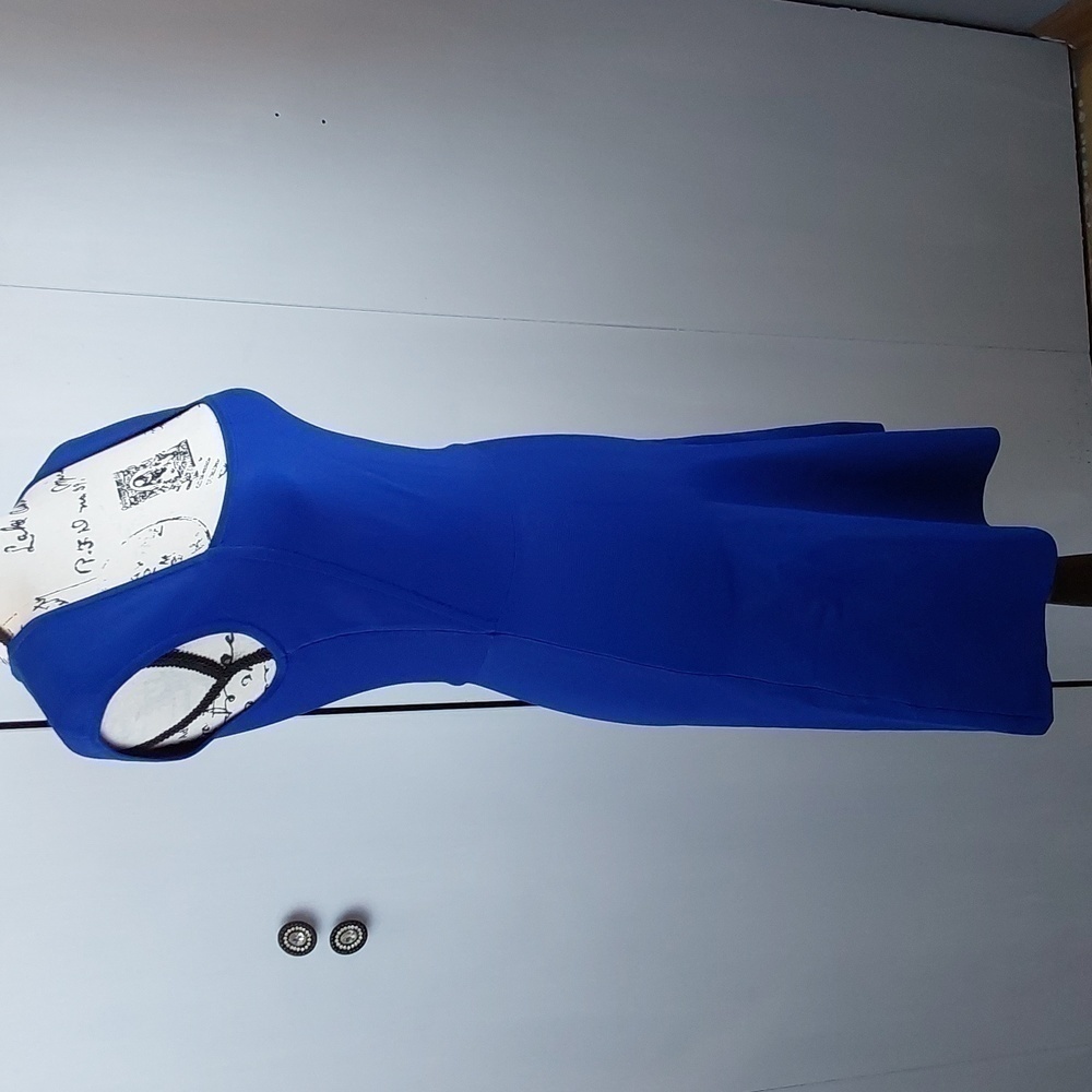 BcBg-Maxazria| Blue Fit & Flare Sleeveless Midi Dress Square Neckline Sz.S